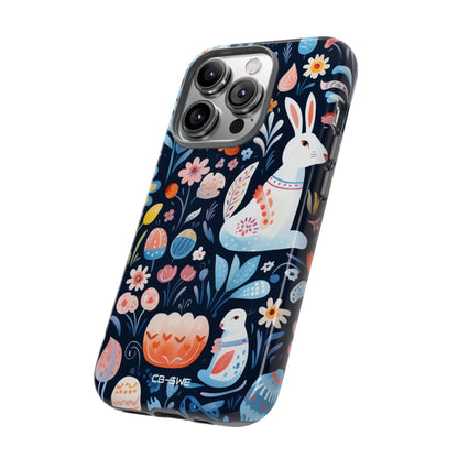 Bunnies Play Among Flowers - iPhone Case