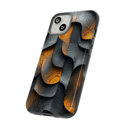 Grey Fire Orange Geometry - Protective Phone Case