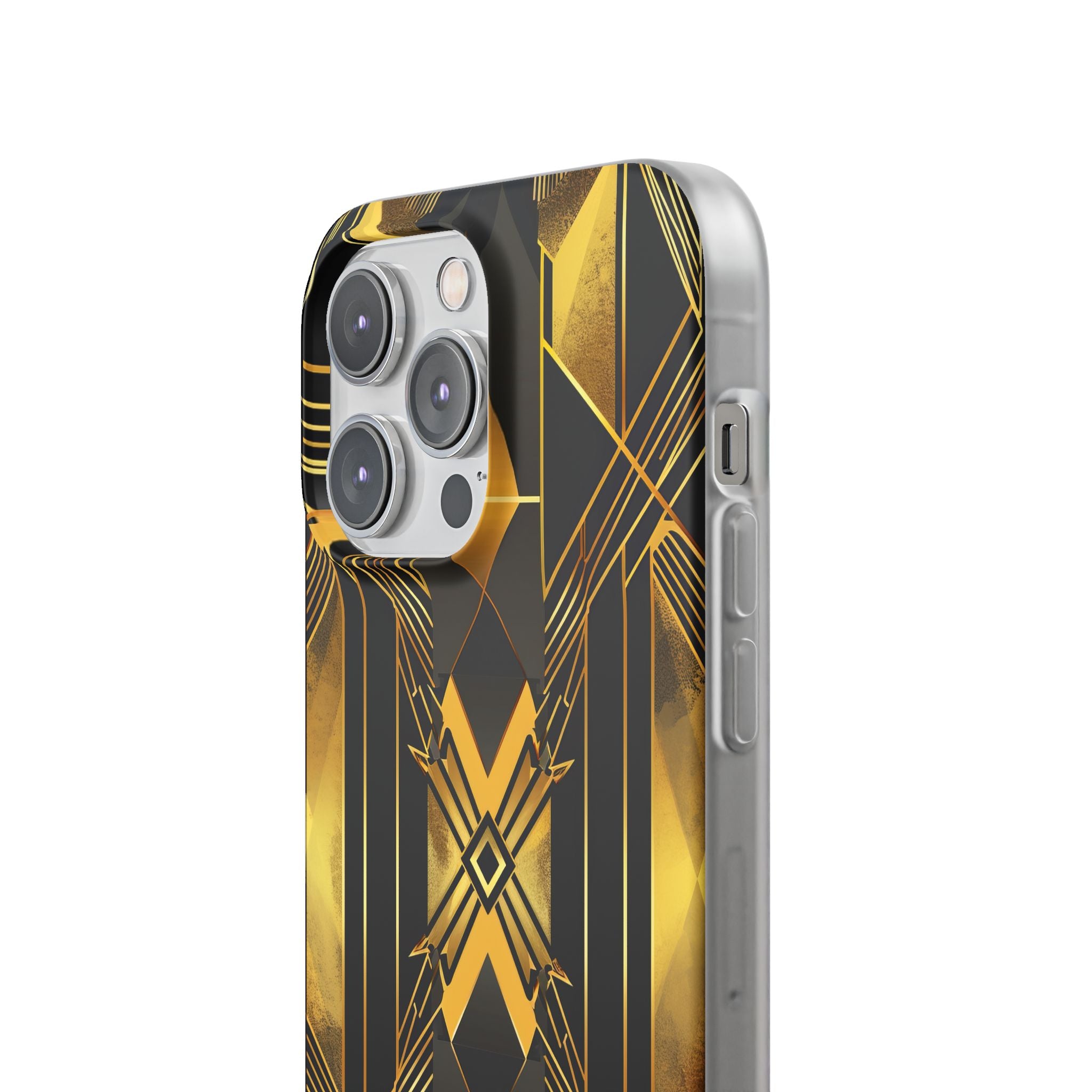 Golden Geometric Elegance iPhone 14 - Flexi Phone Case