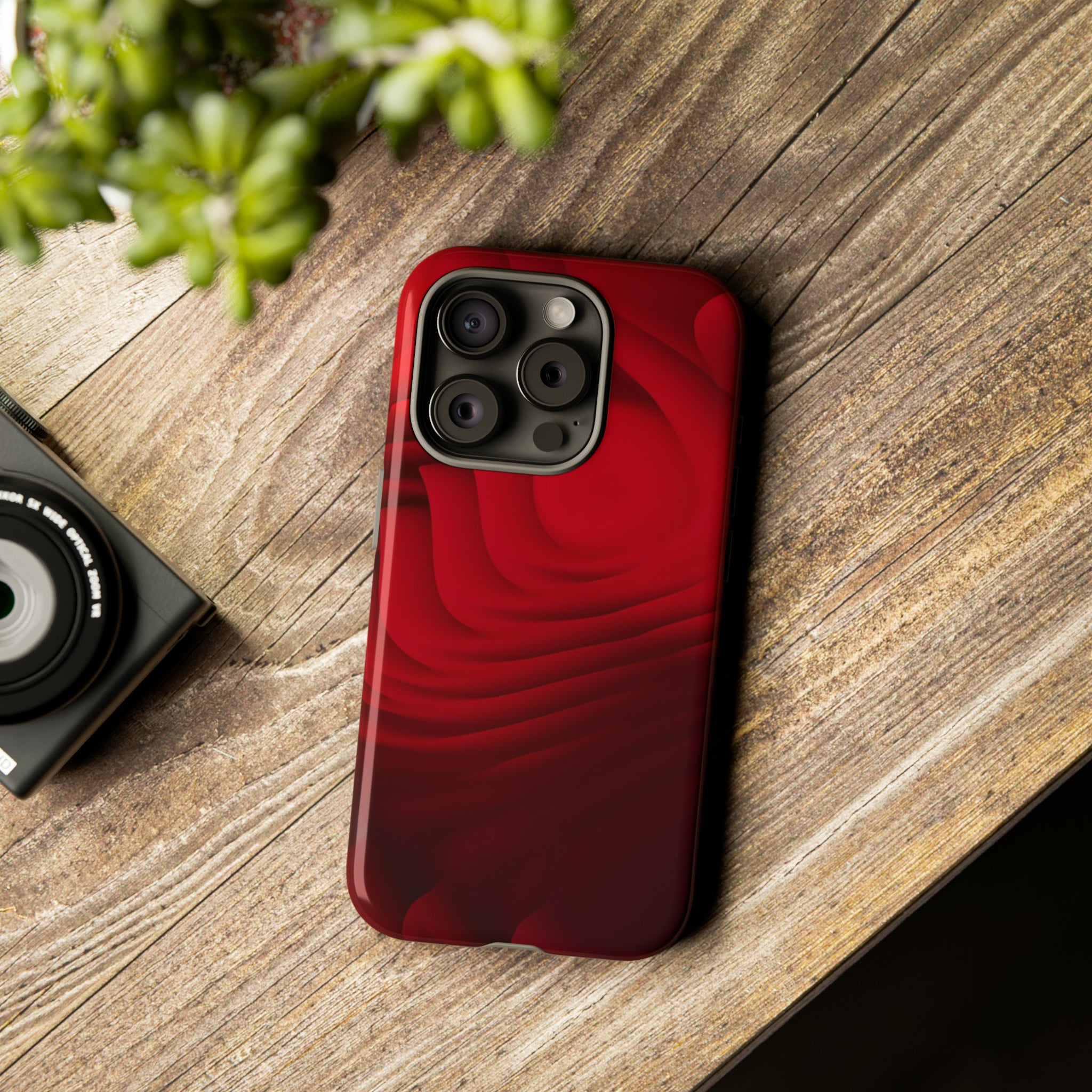 Red Center Waves - Protective Phone Case