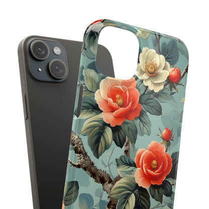 Vintage Floral Romance iPhone 15 - Schlanke Handyhülle