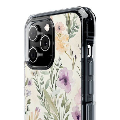 Soft Green Lavender Floral Pattern - Clear Impact iPhone 14 Phone Case