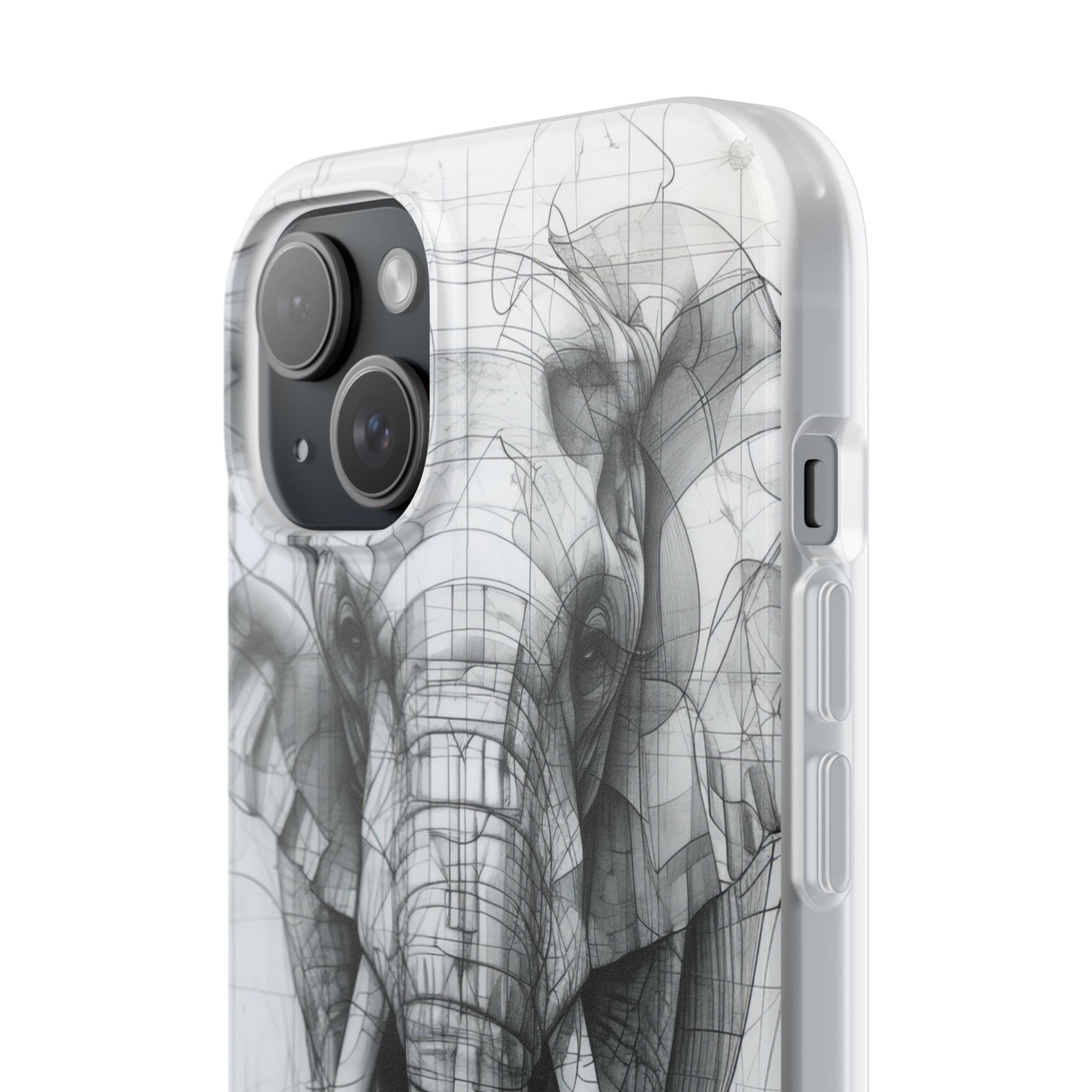 Elephant Line Geometry iPhone 15 - Flexi Phone Case