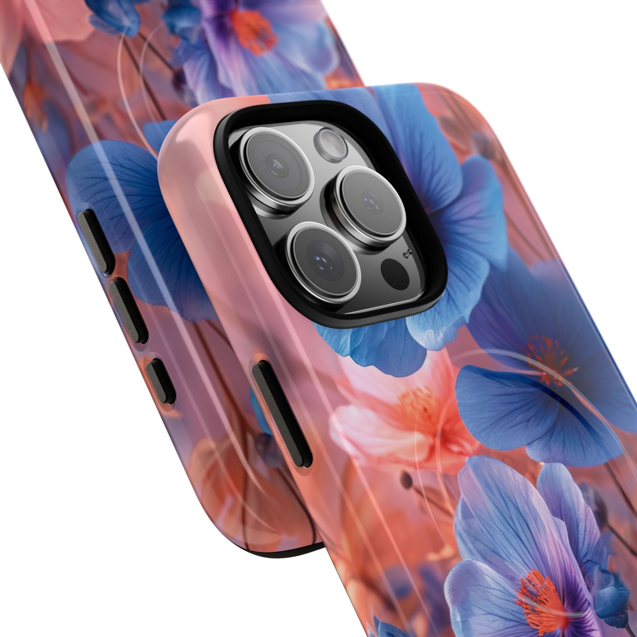 Blue Peach Blossoms - Tough + MagSafe® iPhone 16 Phone Case