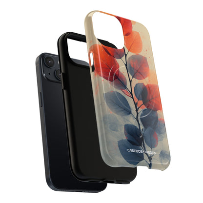 Orange Gray Leaves - Tough + MagSafe® iPhone 14 Phone Case