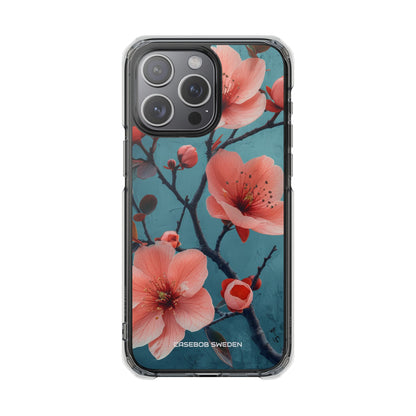 Teal Coral Blossom - Clear Impact iPhone 15 Phone Case