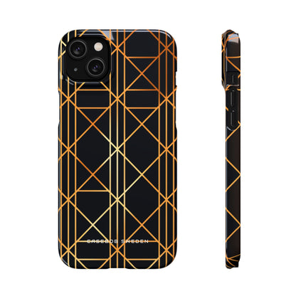 Golden Geometric Elegance iPhone 14 - Slim Phone Case