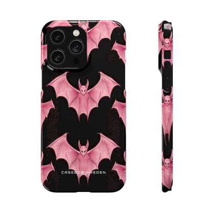 Gothic Pink Bats Aflame iPhone 14 - Slim Phone Case