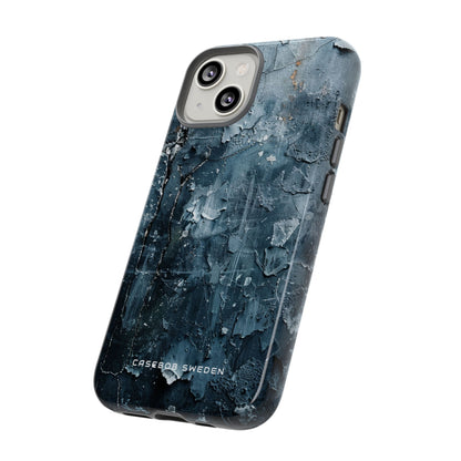 Weathered Blue Tapestry with Cracked Layers iPhone 14 - Tough Phone Case