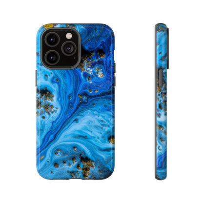 Blue Ice Melt Ink Art iPhone Case (Protective) iPhone 14 Pro Max Glossy Phone Case