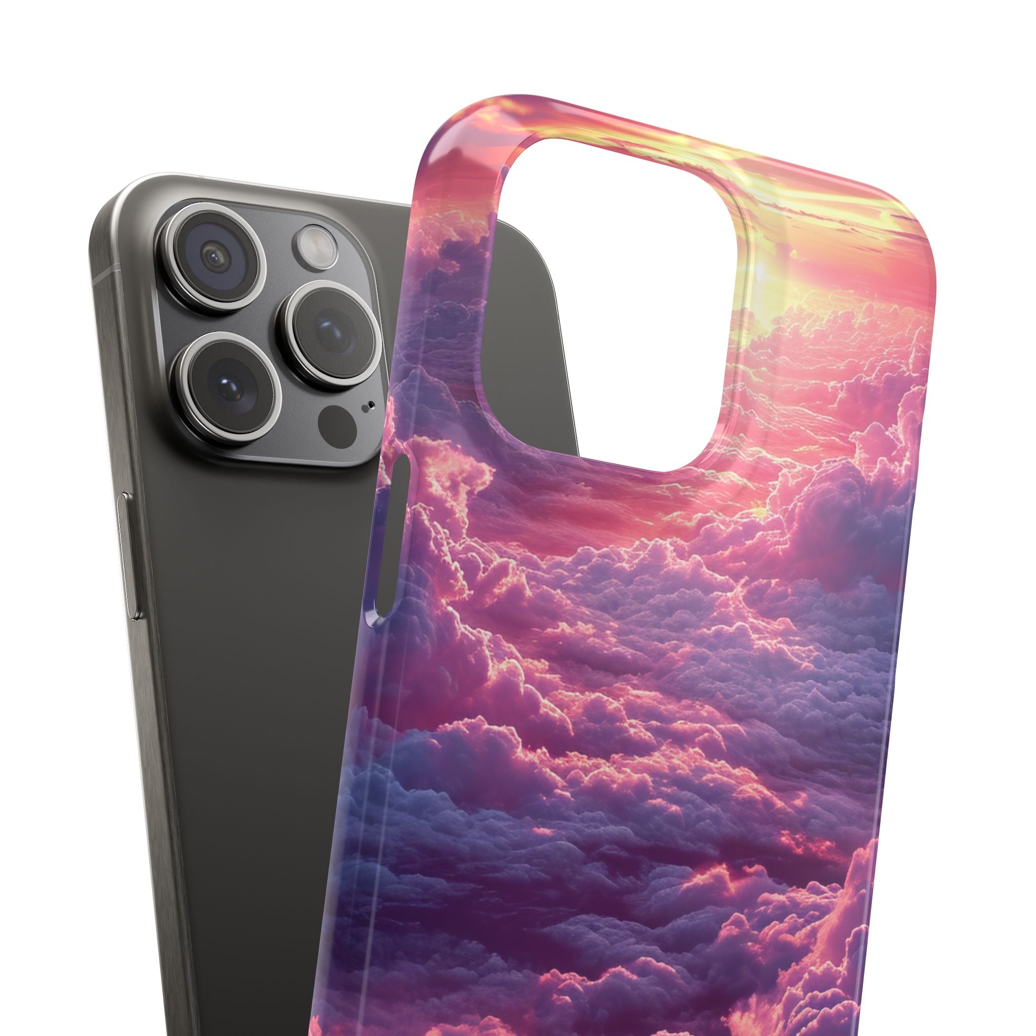 Pink Purple Clouds - Slim iPhone 15 Phone Case