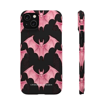 Gothic Pink Bats Aflame iPhone 14 - Slim Phone Case