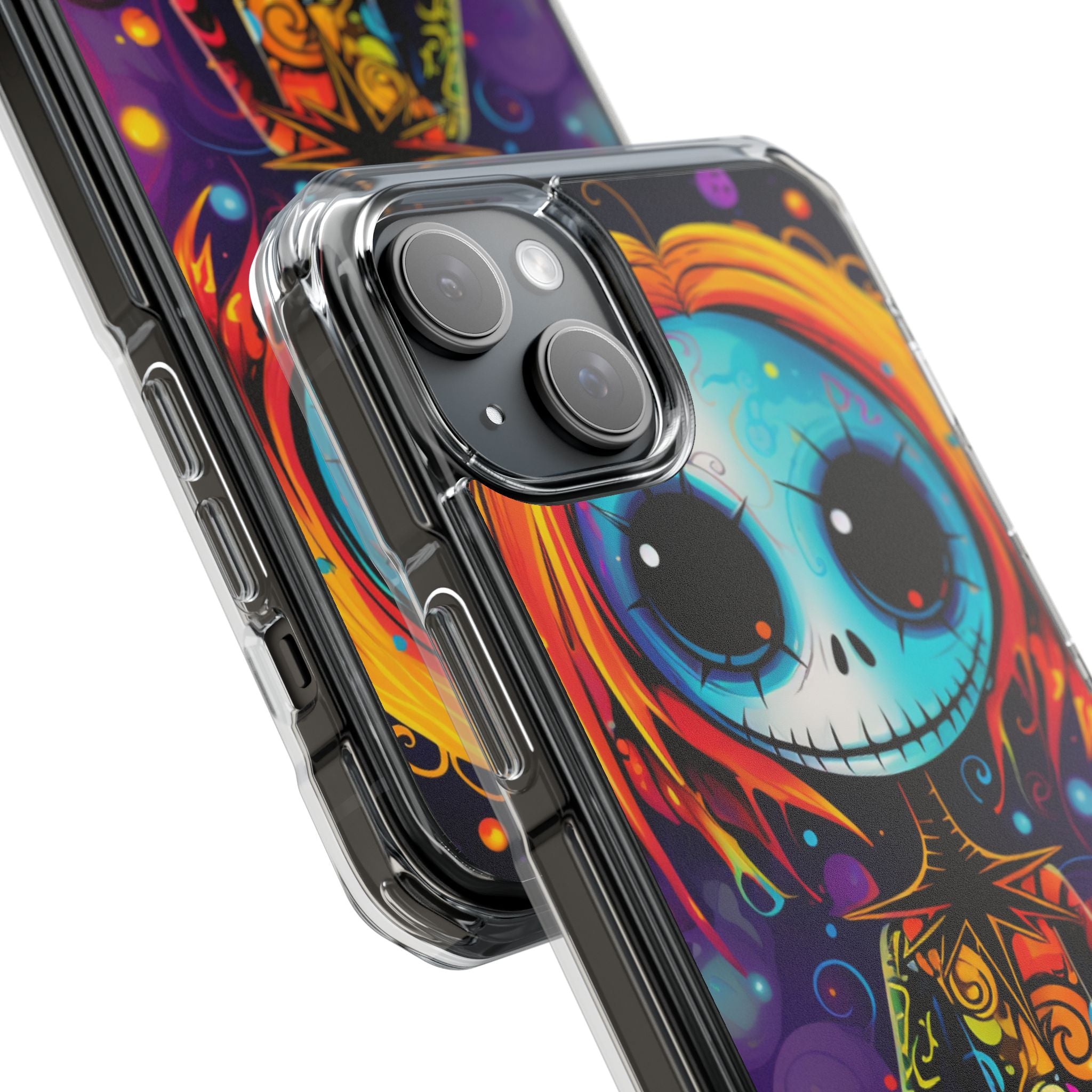 Blue Skull Swirl iPhone 15 Plus Case - Impact