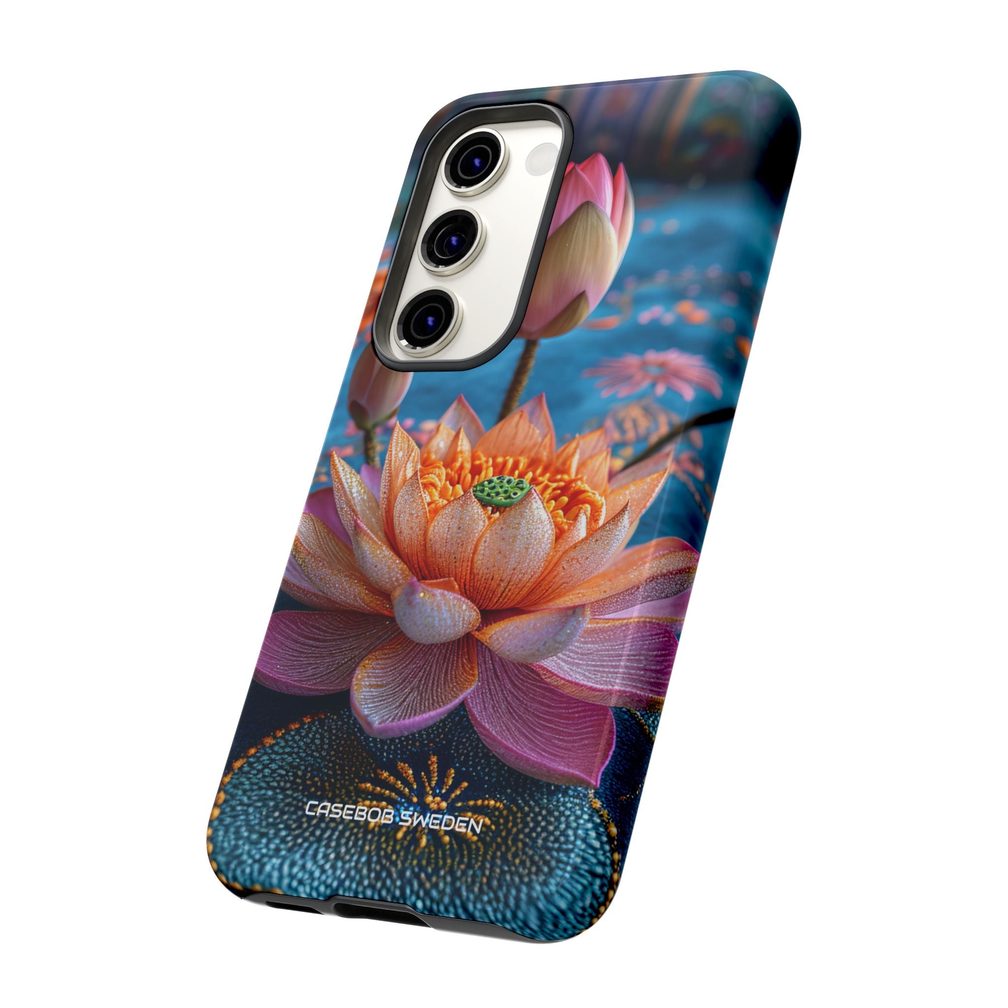 Vibrant Lotus Embroidery - Tough Samsung S23 Phone Case