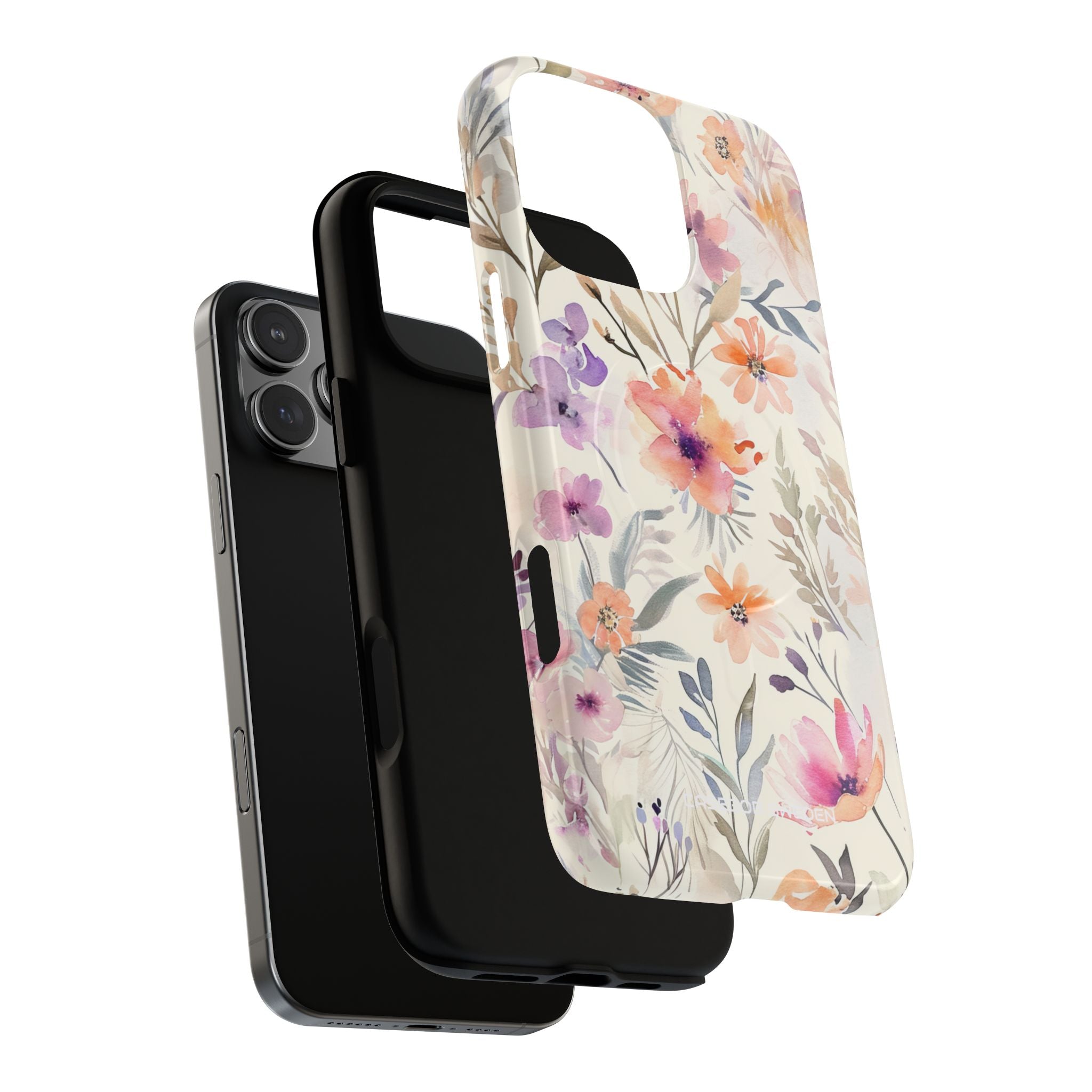 Soft Pink Floral Watercolor Design - Tough + MagSafe® iPhone 16 Phone Case