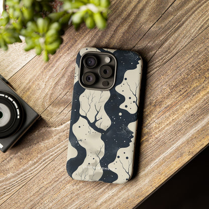 Organic Fluid Silhouettes with Cosmic Depth iPhone 15 - Tough Phone Case