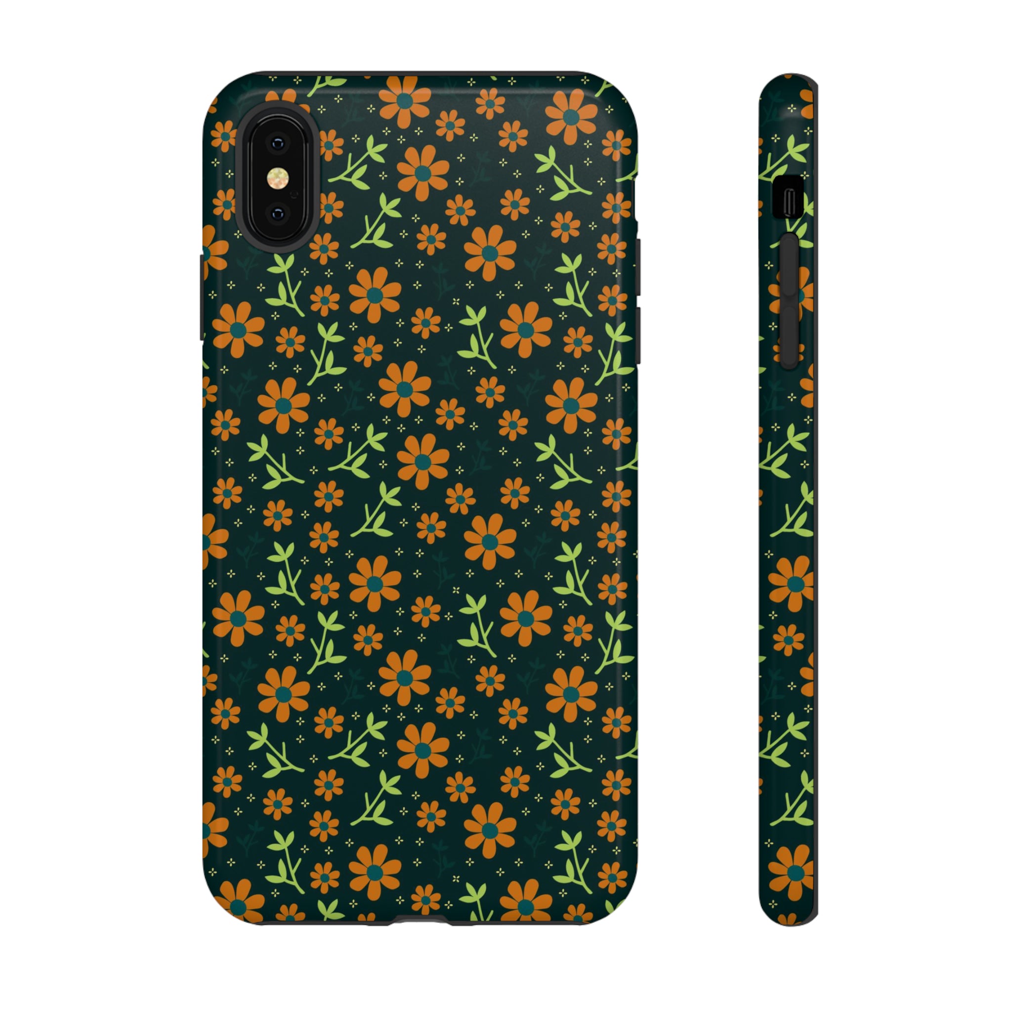 Green Flower Pattern - Protective Phone Case