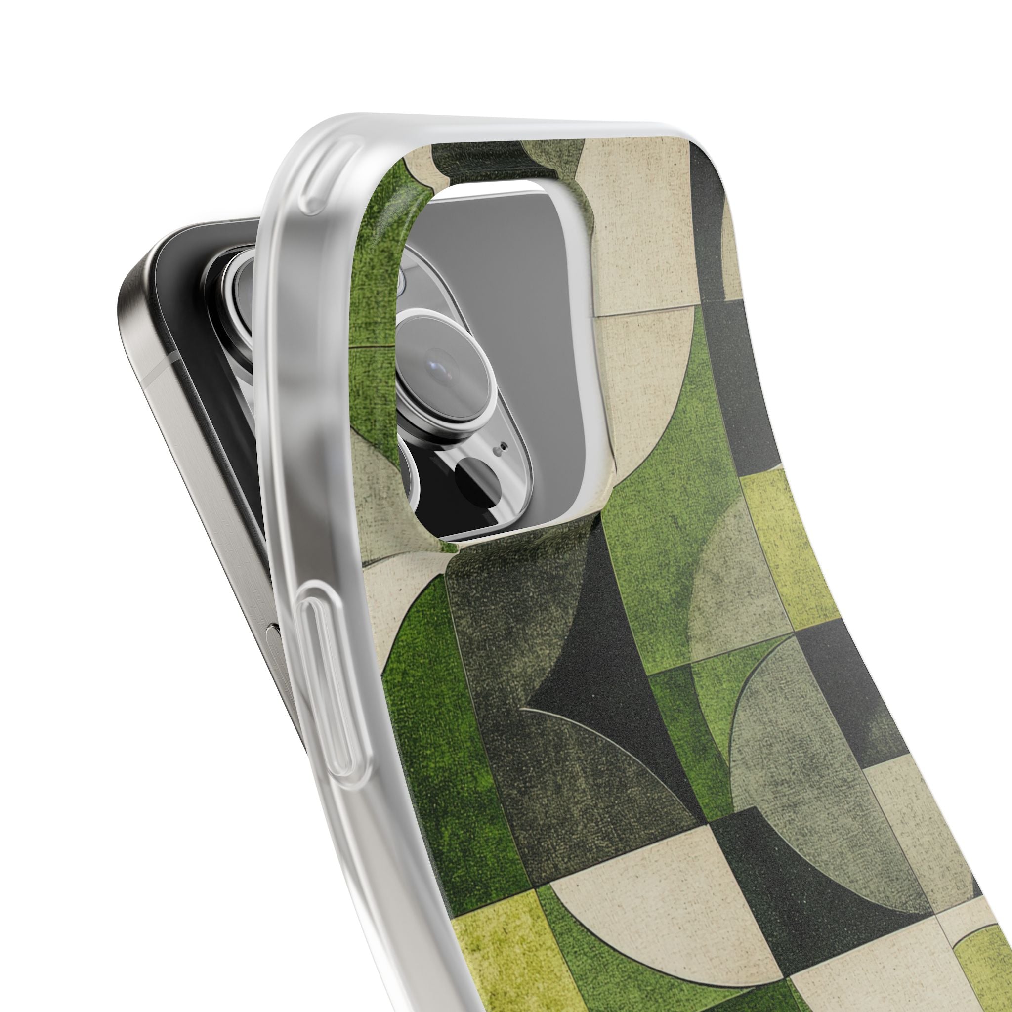 Green Geometric Harmony - Flexi iPhone 16 Phone Case