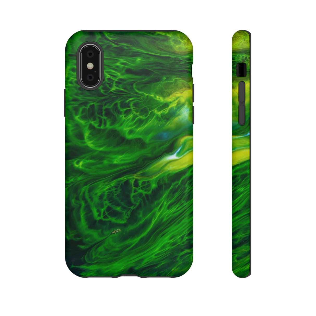 Neon Green Wave Ink Art iPhone Case (Protective) iPhone X Matte Phone Case