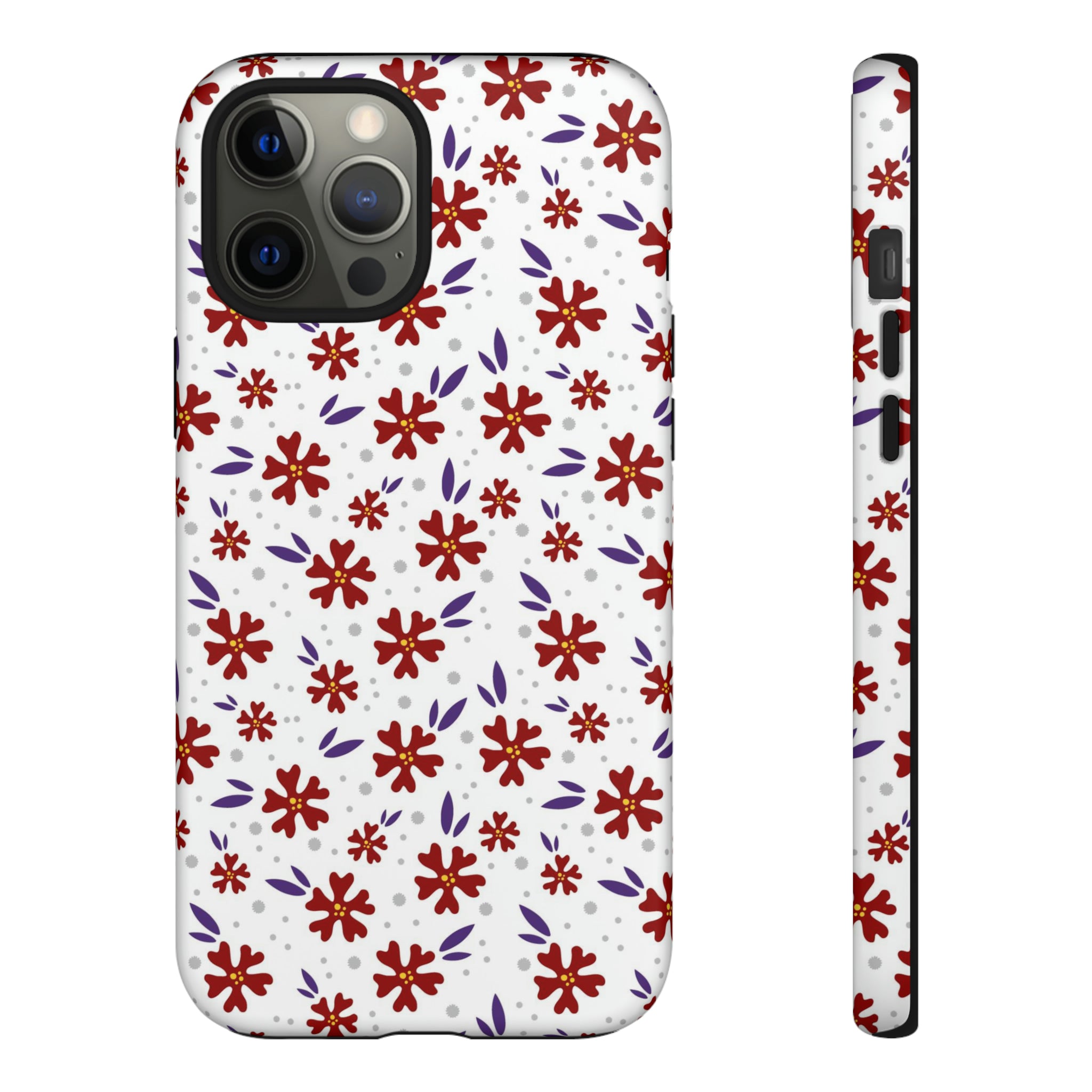 Red Flower Pattern - Protective Phone Case