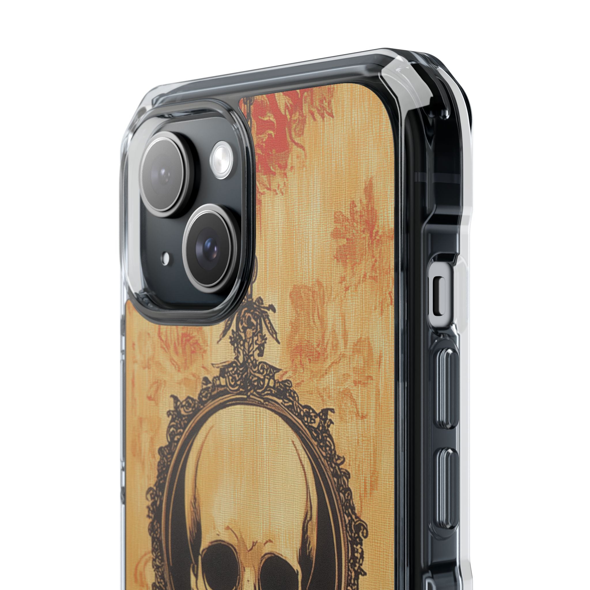 Gothic Skull Elegance iPhone 15 - Clear Impact Phone Case