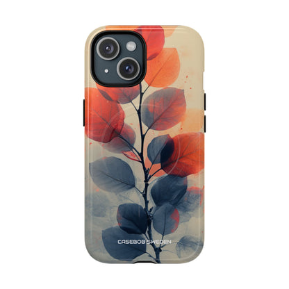 Orange Gray Leaves - Tough + MagSafe® iPhone 15 Phone Case