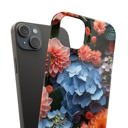 Blue Floral Bliss - Slim iPhone 15 Phone Case