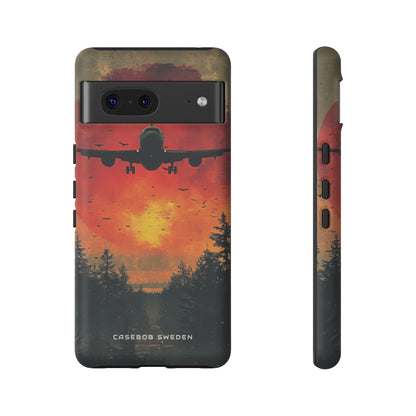 Vintage Sunset Airplane Silhouette Google Pixel 7 - Tough Phone Case