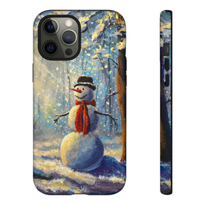 Oil painting - Happy Snowman - Protective Phone Case