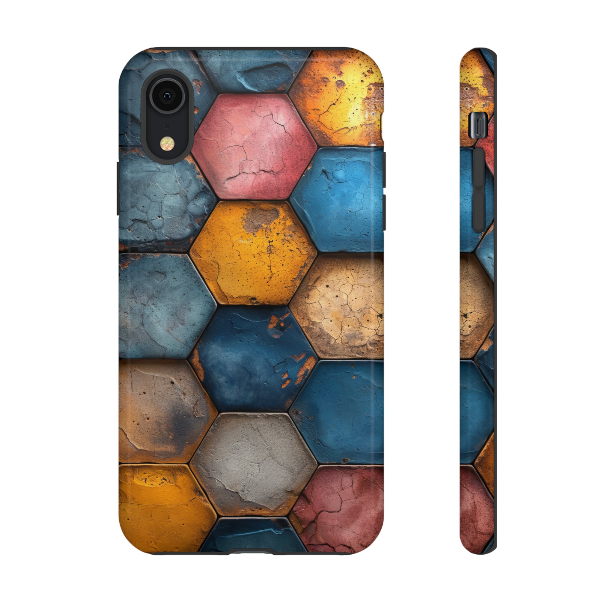 Pastel Honeycomb Bliss: Yellow & Blue - Protective Phone Case