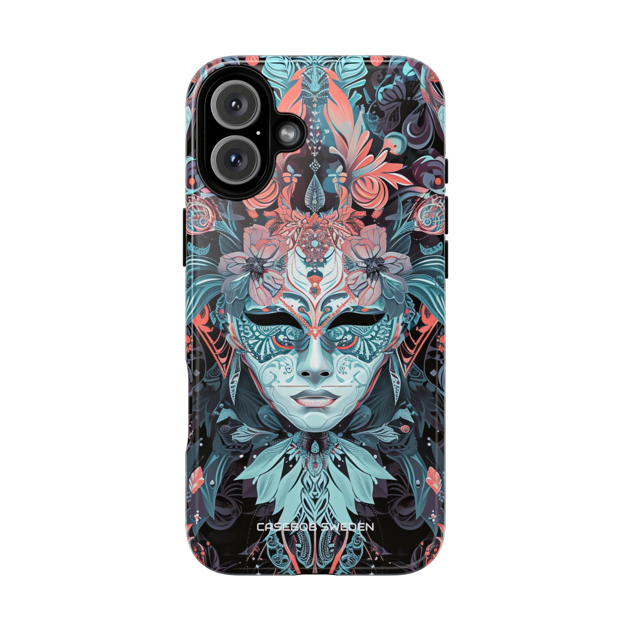 Mystic Teal Coral Mask - Tough + MagSafe® iPhone 16 Phone Case