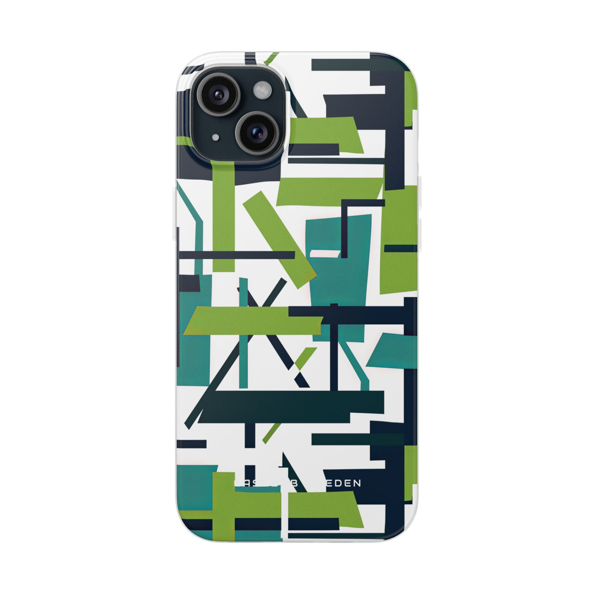 Green Geometry Glide iPhone 15 - Flexi Phone Case