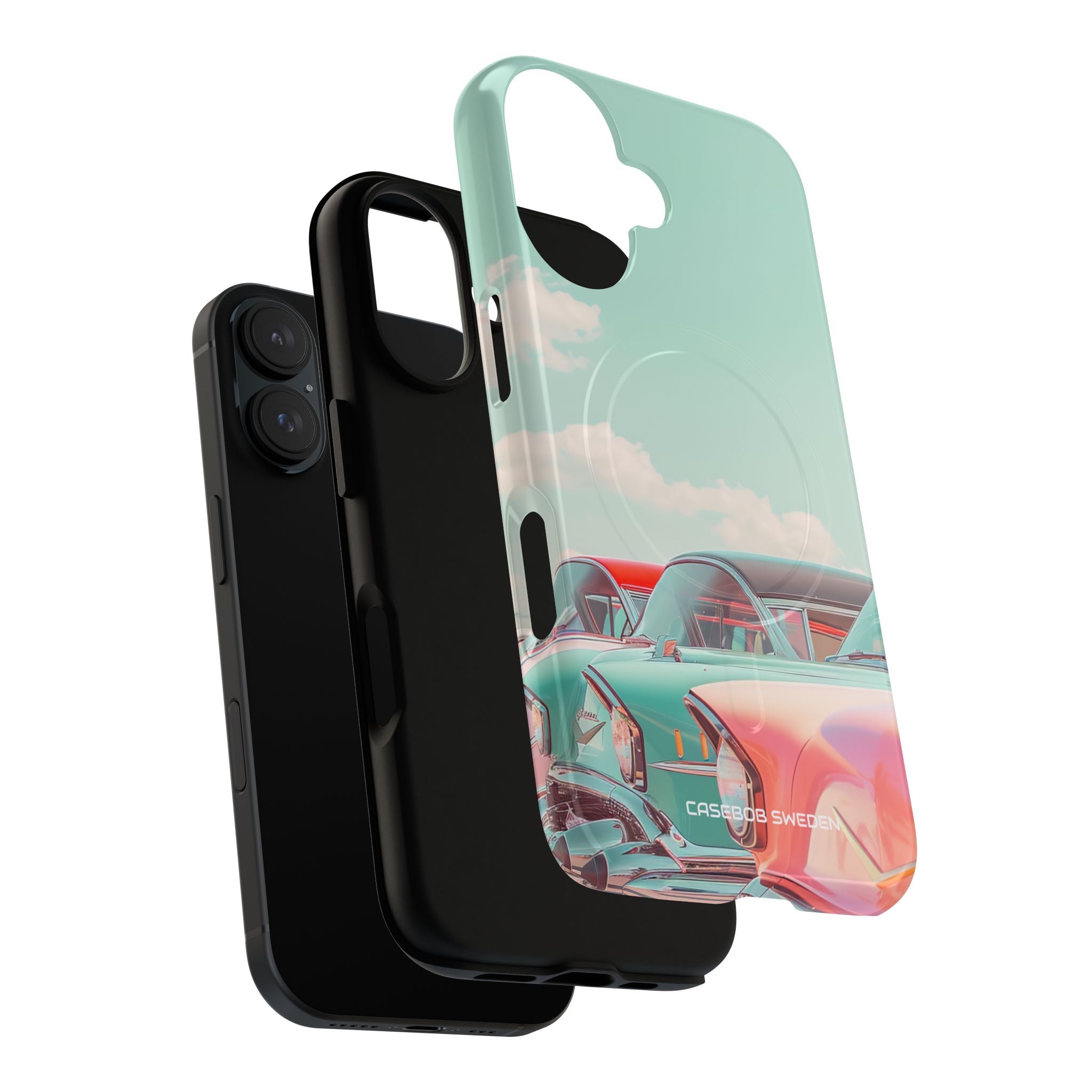 Vintage Turquoise Cars - Tough + MagSafe® iPhone 16 Phone Case