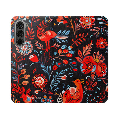 Folk Bird Flame - Samsung S23+ Case - Lompakkokotelo