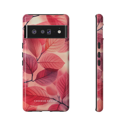 Elegant Pink Leaves Google Pixel 6 - Tough Phone Case