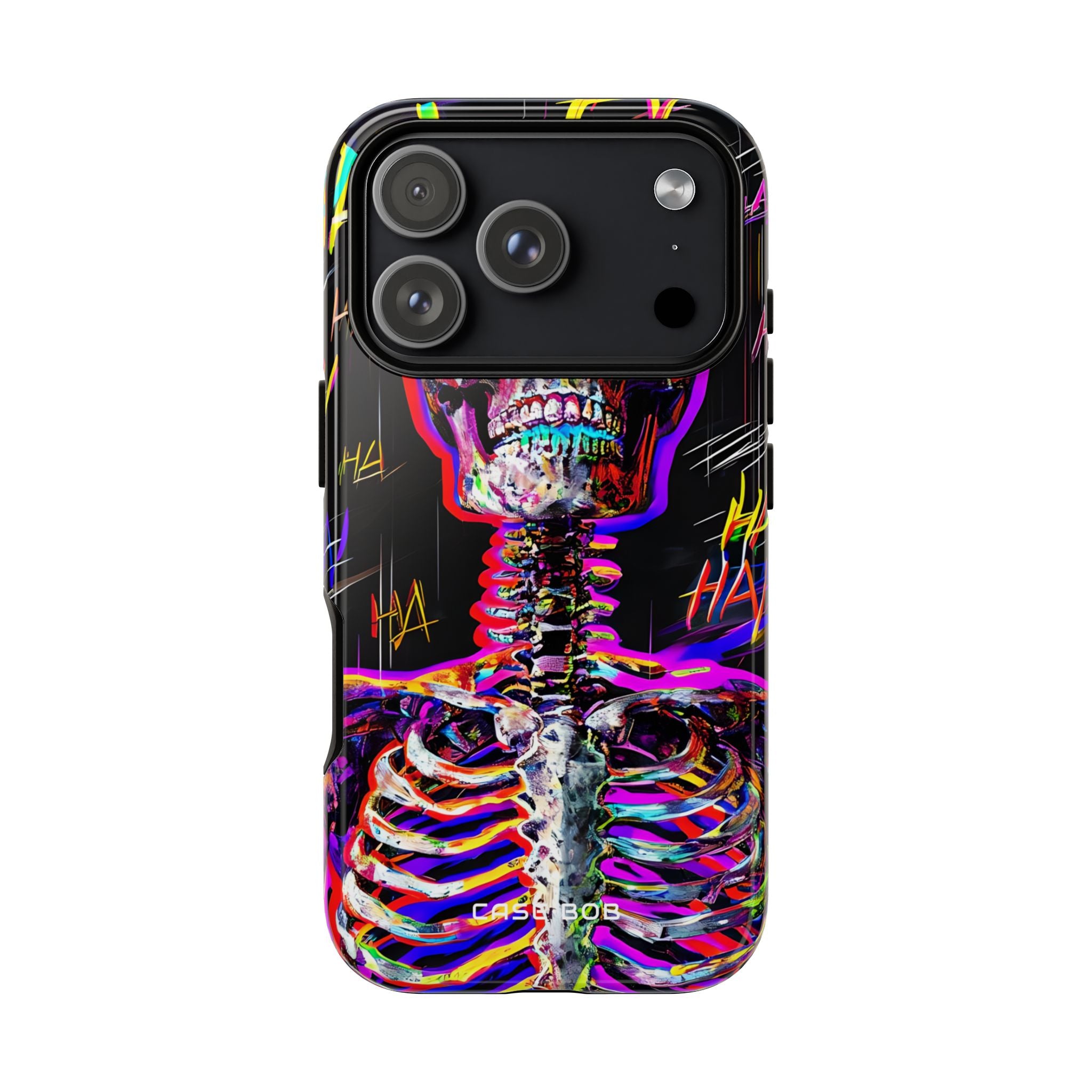 Neon Skeleton Laugh iPhone 17 Pro Case - Tough