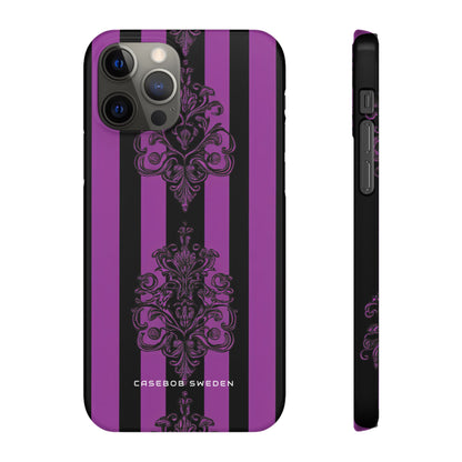 Gothic Elegance with Vertical Stripes and Ornamental Motifs iPhone 12 - Slim Phone Case