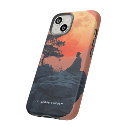 Zen Tranquility Under a Red Moon iPhone 14 - Tough Phone Case