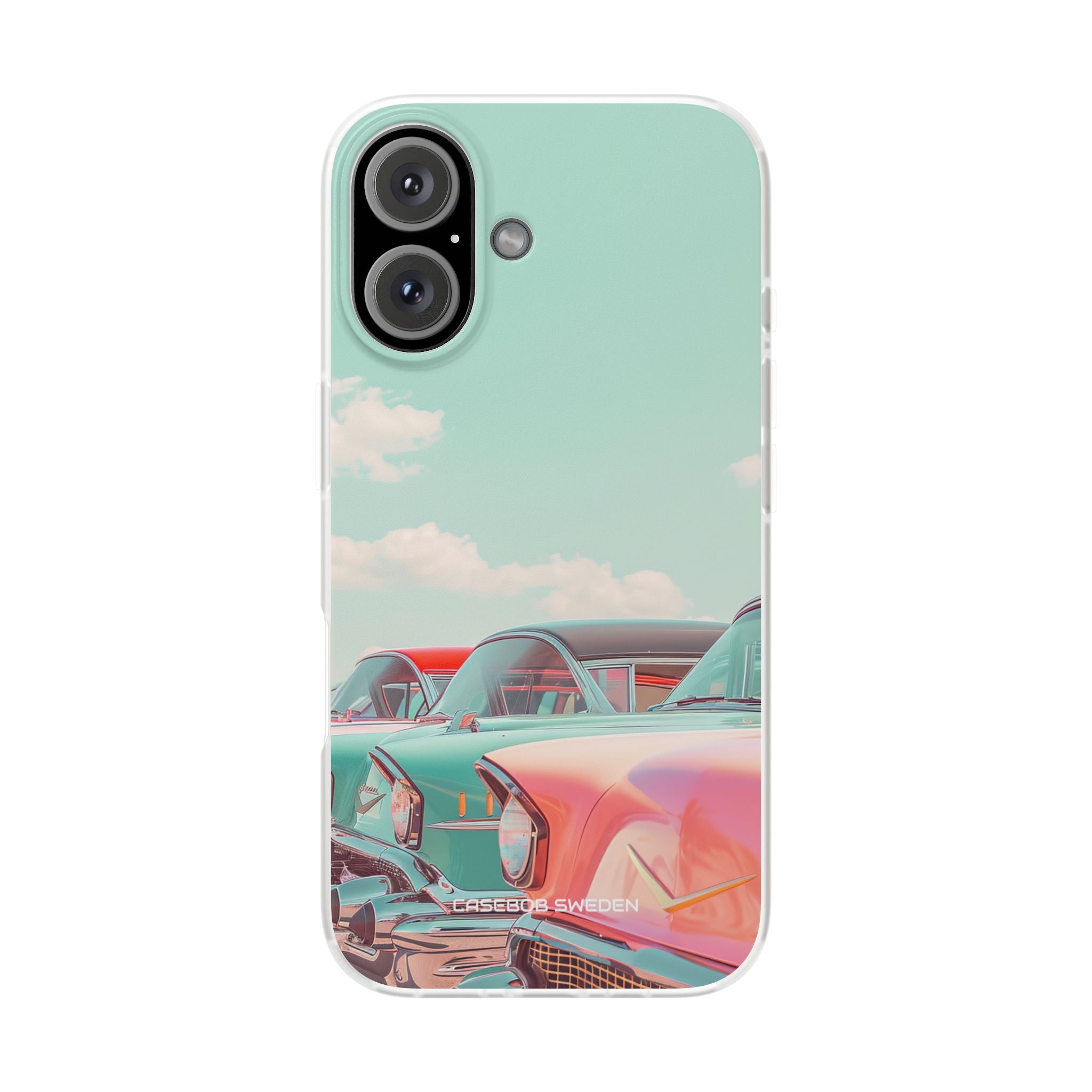 Vintage Turquoise Cars - Flexi iPhone 16 Phone Case