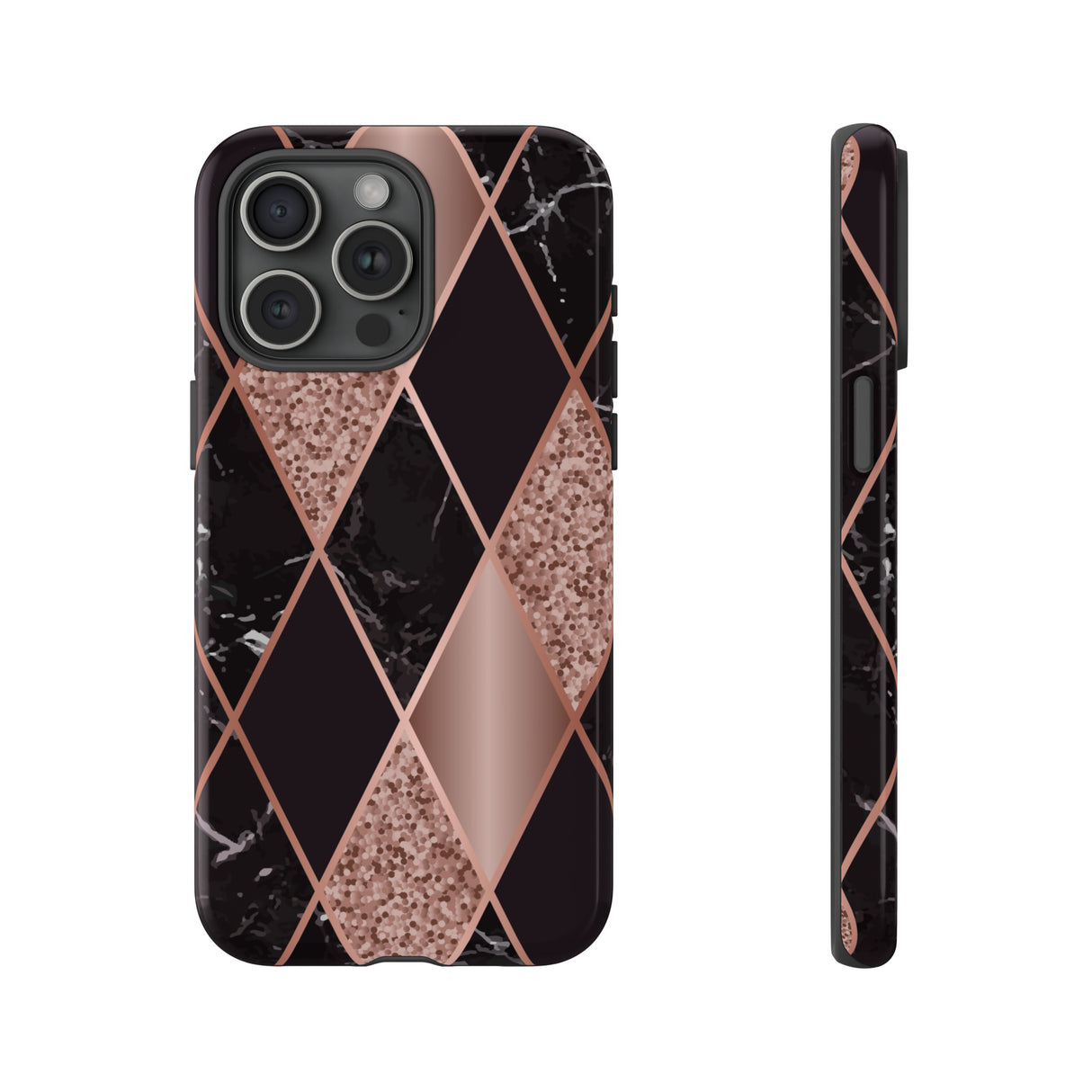 Pink Black Geometric - Protective Phone Case