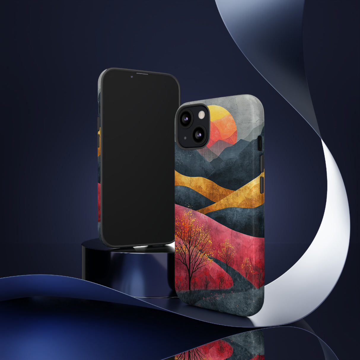 Nature's Geometry: Bright Sunset Mountain - Protective Phone Case