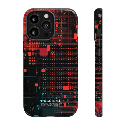 Crimson Circuit Grid iPhone 13 - Tough