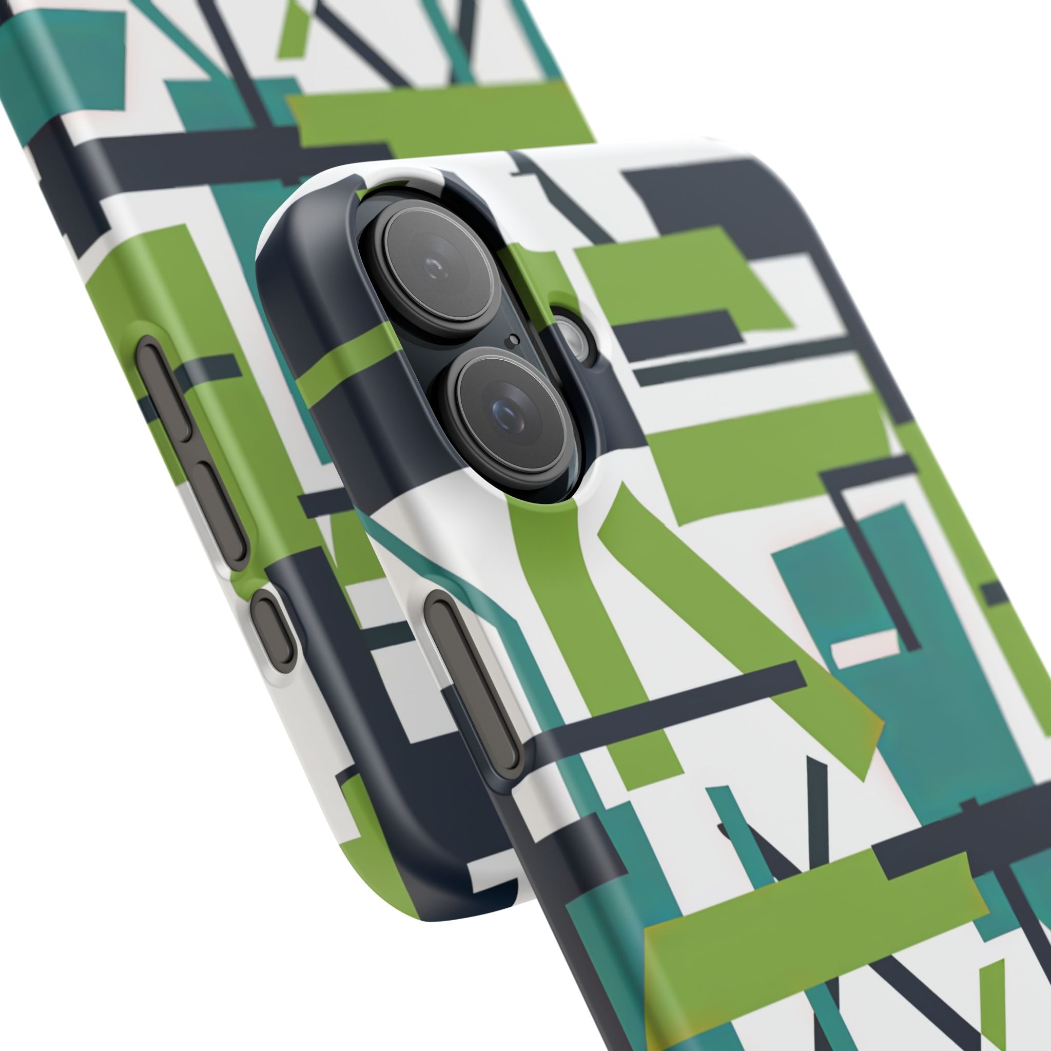 Green Geometry Glide iPhone 16 - Slim Phone Case