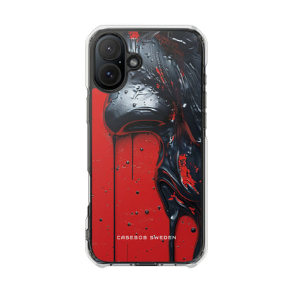 Textured Crimson Bloom iPhone 16 - Clear Impact Phone Case