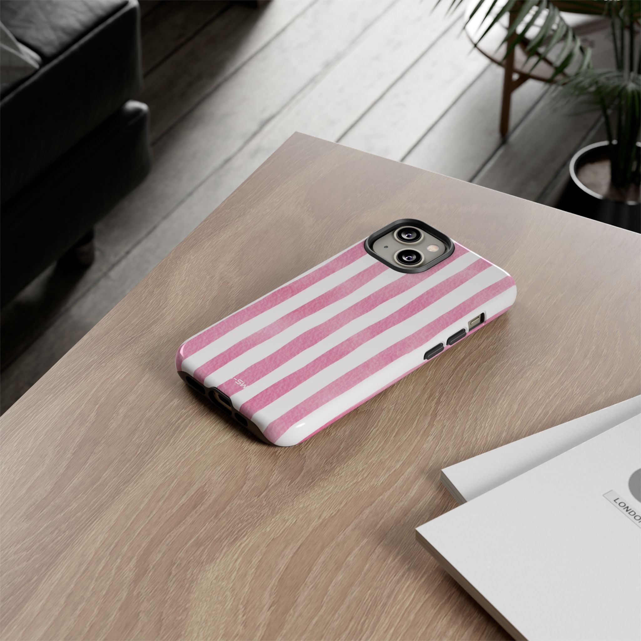 Pink Watercolor Stripes - iPhone Case