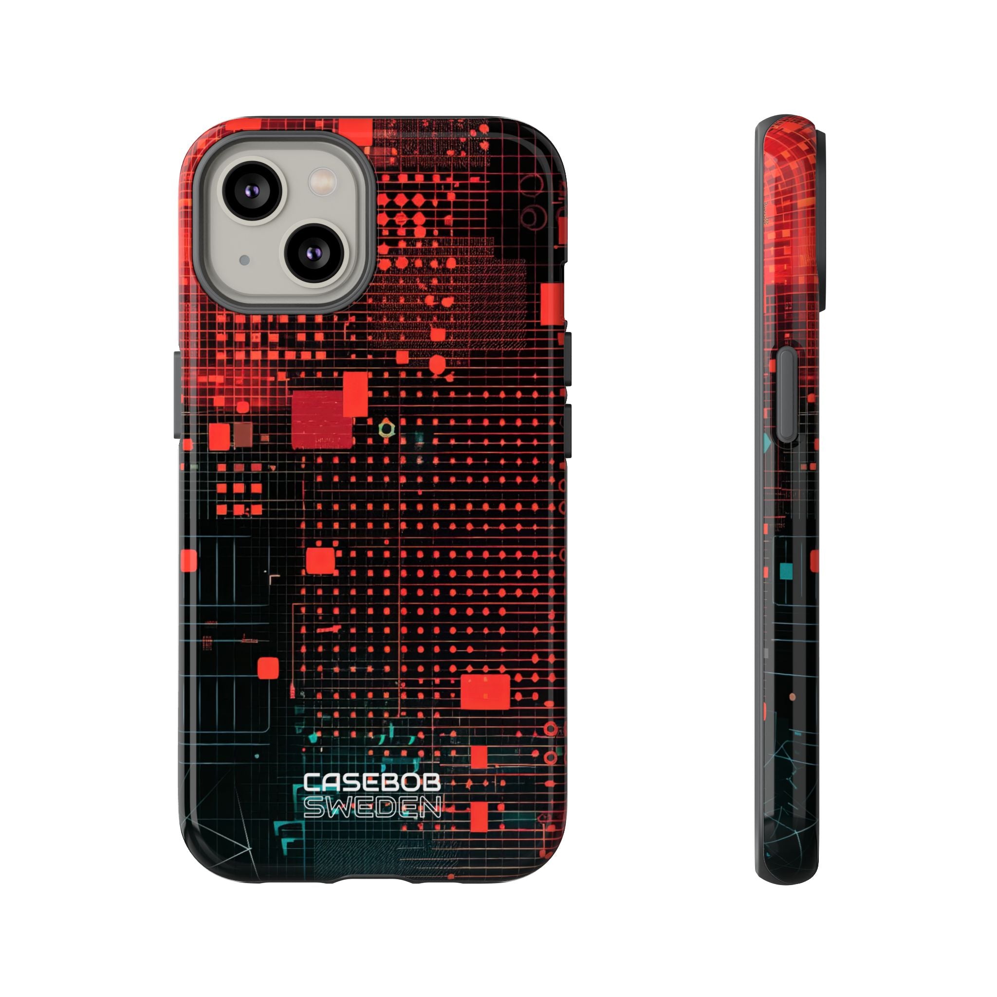 Crimson Circuit Grid iPhone 14 - Tough