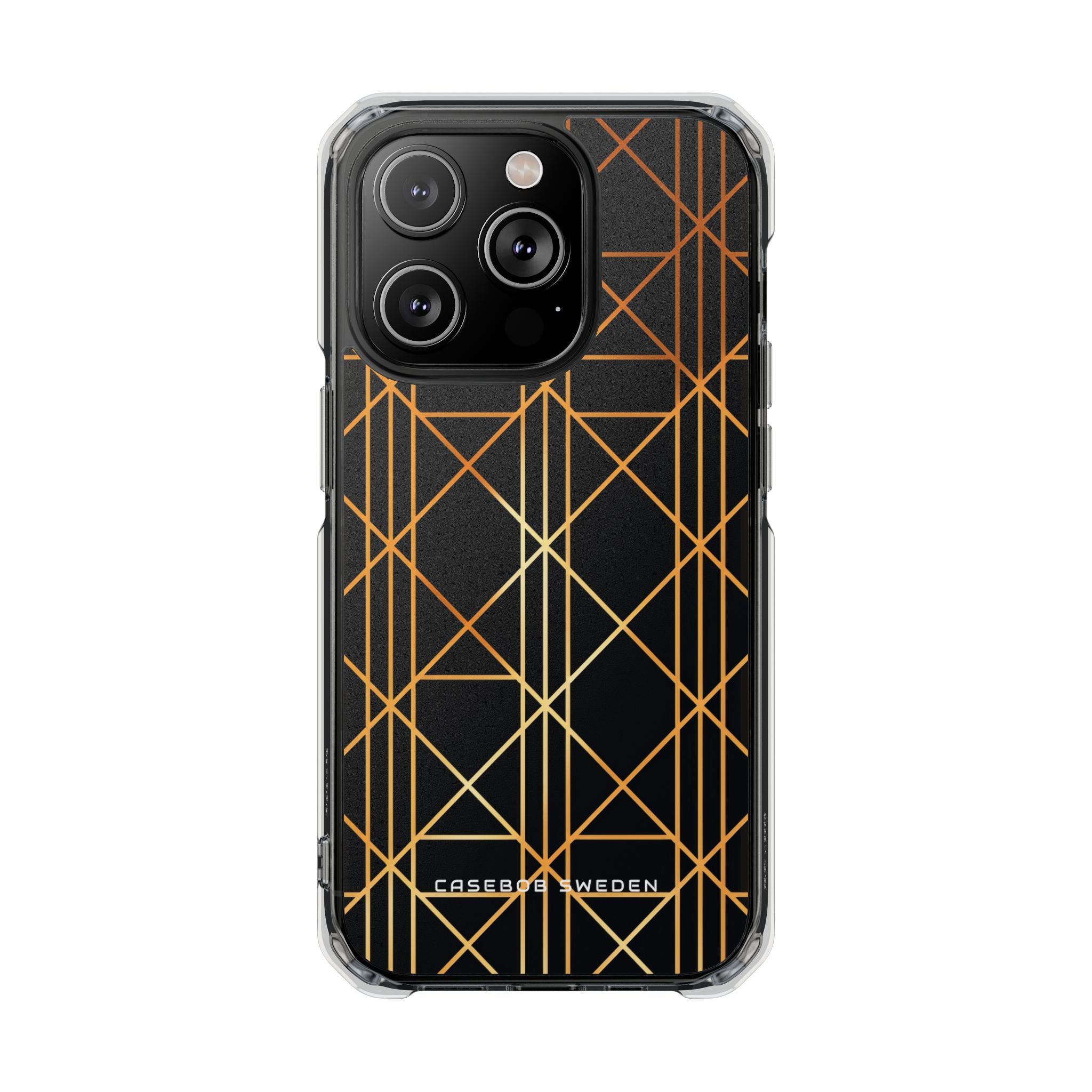 Golden Geometric Elegance iPhone 14 - Clear Impact Phone Case