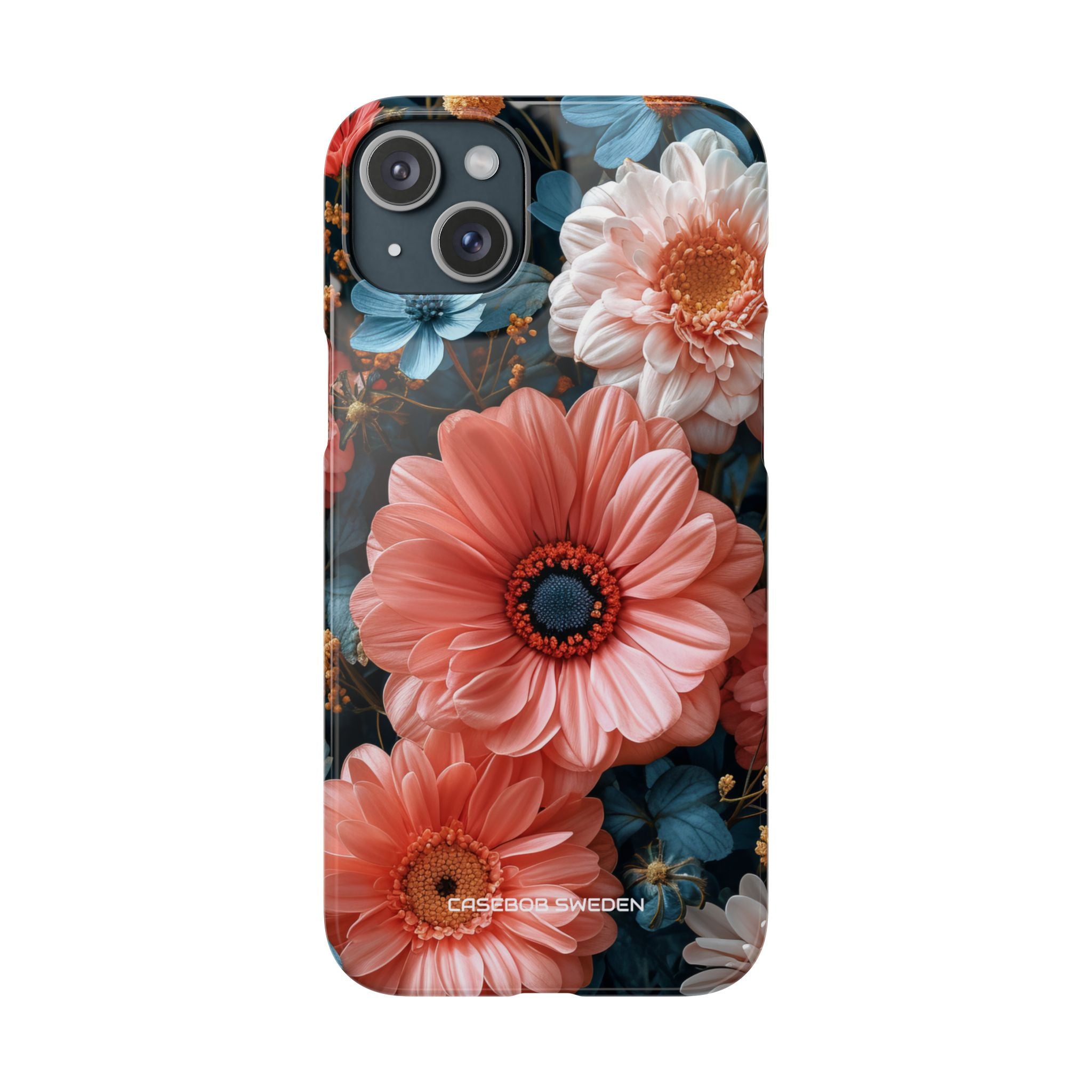 Coral Teal Blooms - Slim iPhone 15 Phone Case