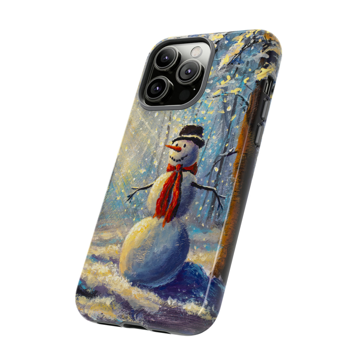 Oil painting - Happy Snowman - Protective Phone Case