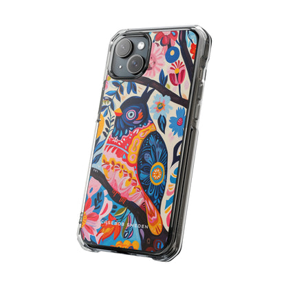 Whimsical Vintage Owl with Floral Charm iPhone 15 - Clear Impact Phone Case